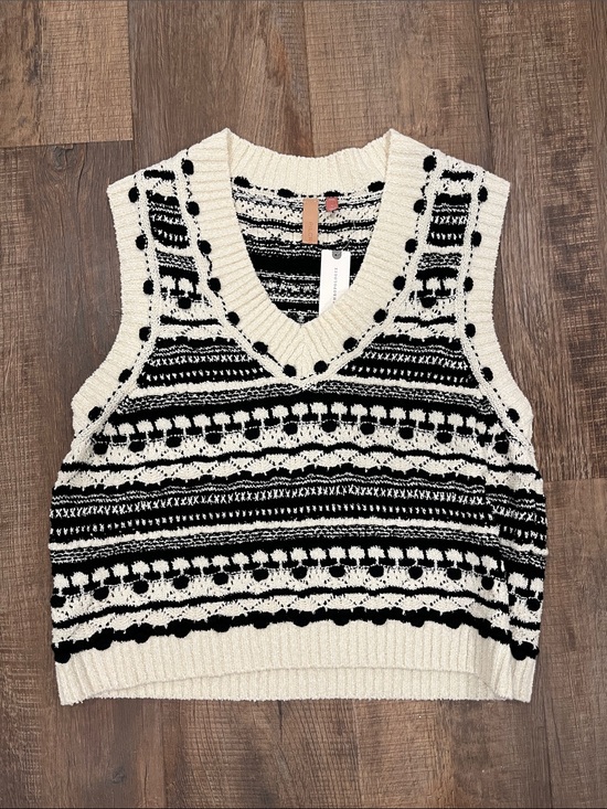 Pilcro Sweaters - Anthropologie Pilcro Black & Cream Knit Patterned Sweater Vest Large NWT